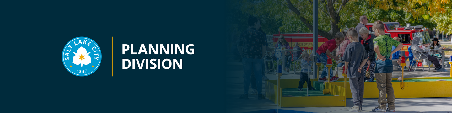 Project banner “Salt Lake City Planning Division" featuring with children playing together.