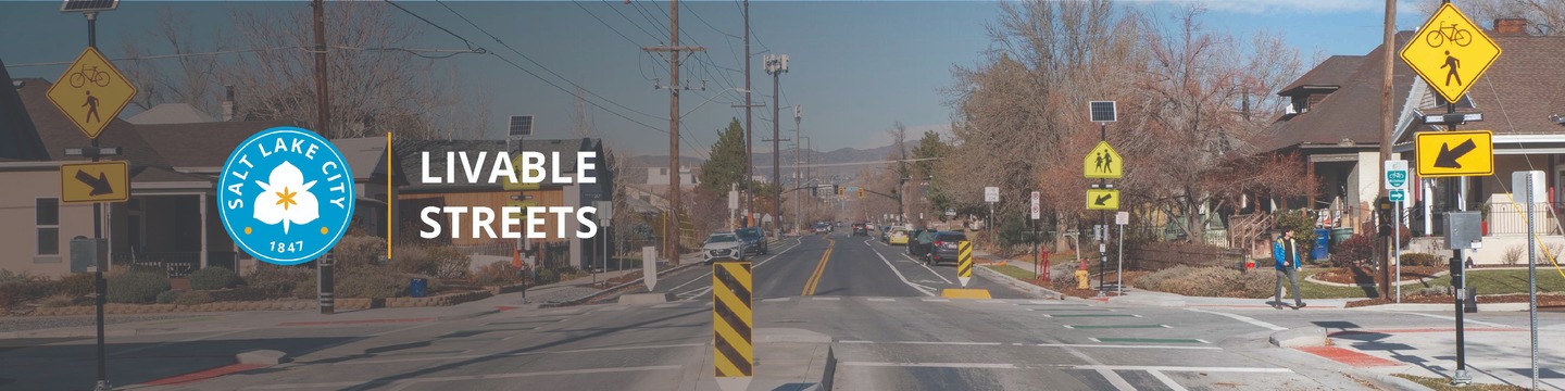 Livable Streets logo with photo of crosswalks.